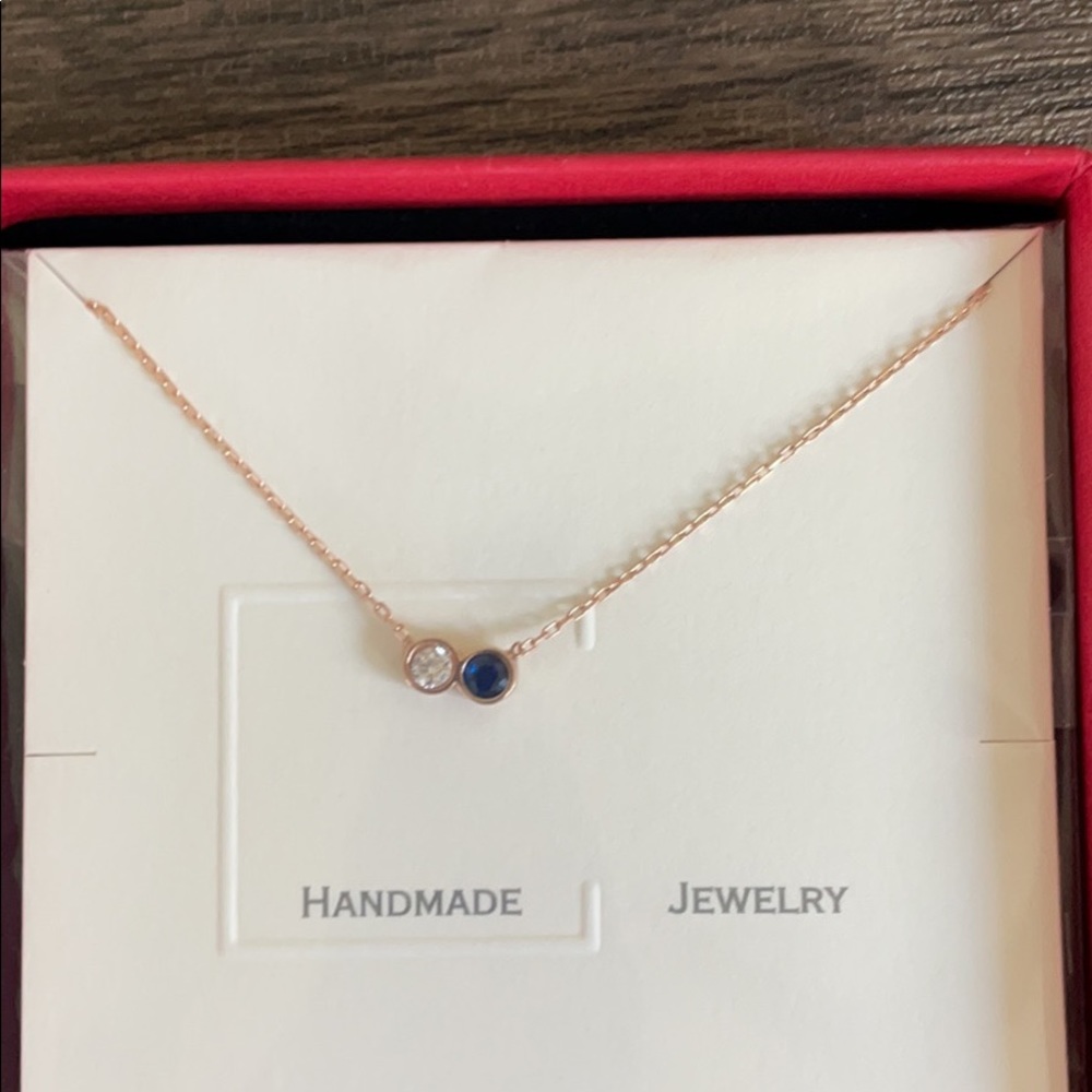 Silveristic custom necklace gold over sterling chain blue and white gemstones